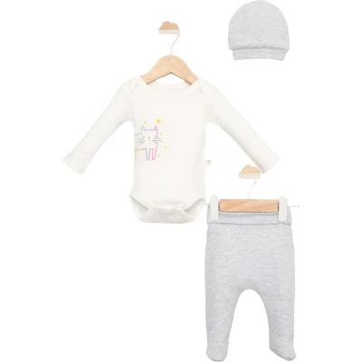 BODY PANTOLON ŞAPKA TAKIM GRİ KEDİ 3 Ay,6 Ay Uni