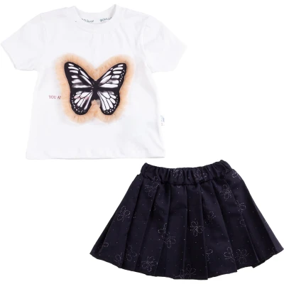 BOMLO KELEBEK BAŞLIKLI KIZ TAKIM  2Y,3Y,4Y,5Y Kız