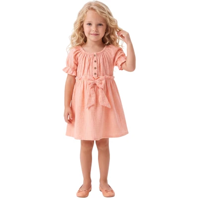 BRODE FİYONKLU  ELBİSE  2Y,3Y,4Y,5Y Kız
