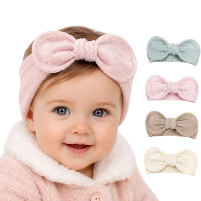 CAP&MORE KADİFE SAÇ BANDI KULAKLI TAŞ BASKI  3 Ay,6 Ay,9 Ay,12 Ay,18 Ay Kız