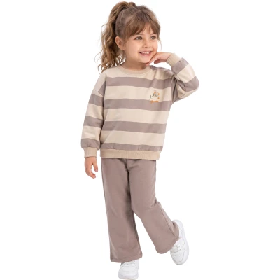 ÇİÇEK BASKILI ÇİZGİLİ KIZ TAKIM 2Y,3Y,4Y,5Y Kız