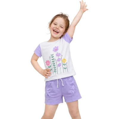 CİCEK BASKİLİ KİZ İKİLİ TAKİM 2Y,3Y,4Y,5Y Kız