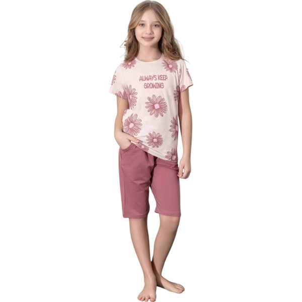 ÇİÇEK BASKILI ŞORT GARSON 6Y,7Y,8Y,9Y,10Y,11Y Kız