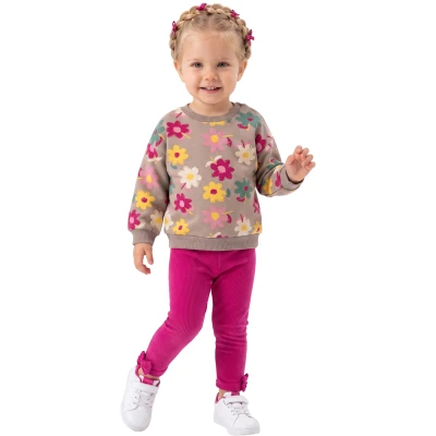 ÇİÇEK DESENLİ İKİ İP KIZ TAKIM 9 Ay,12 Ay,18 Ay,2Y Kız