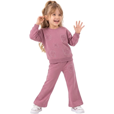 ÇİÇEK NAKIŞLI PULLU İKİ İP KIZ TAKIM 2Y,3Y,4Y,5Y Kız