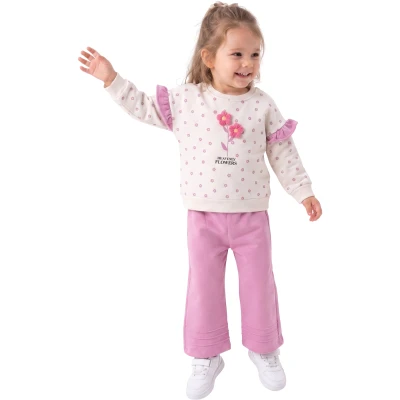 ÇİÇEK ÖRGÜLÜ FIRFIRLI İKİLİ TAKIM 12 Ay,2Y,3Y,4Y Kız