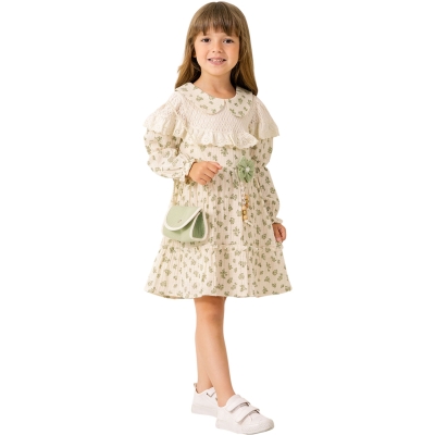 ÇİÇEKLİ DANTELLİ ELBİSE 2Y,3Y,4Y,5Y Kız