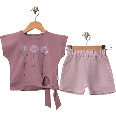 ÇİÇEKLİ TAŞ BASKILI KIZ TAKIM 2Y,3Y,4Y,5Y Kız
