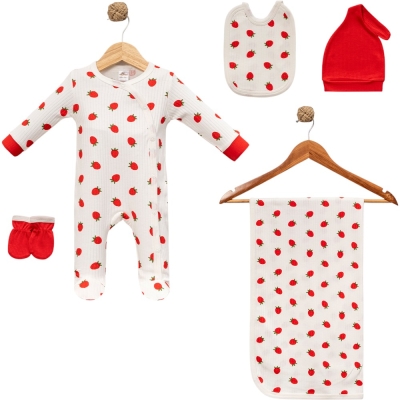 ÇİLEK DESEN BATTANİYELİ TULUM SET 3 Ay Kız