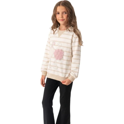 ÇİZGİLİ FLAMİNGO SWEATSHİRT 5Y,6Y,7Y,8Y Kız