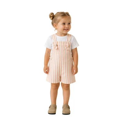 ÇİZGİLİ HAM KOT ŞORT SALOPET  12 Ay,2Y,3Y,4Y Uni