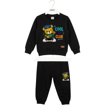 COOL KİD CLUB AYICIK BASKILI ERKEK ÇOCUK İKİLİ TAKIM 12 Ay,2Y,3Y,4Y Erkek