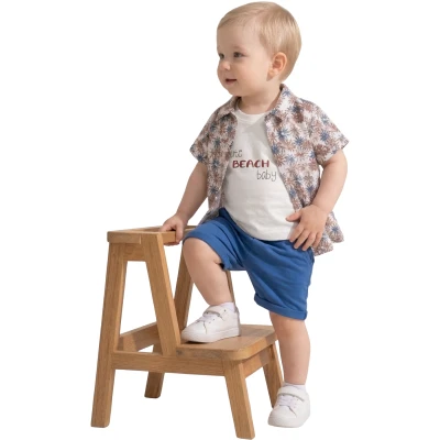 CUTE BABY BASKILI ERKEK 3LÜ TAKIM 6 Ay,12 Ay,18 Ay,2Y Erkek