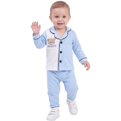 DAMLA DESEN AYICIK YAKALI PİJAMA TAKIM  12 Ay,2Y,3Y Erkek