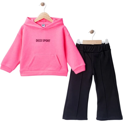 DECO SPORT BASKILI ÜÇ İP KIZ TAKIM 2Y,3Y,4Y,5Y Kız