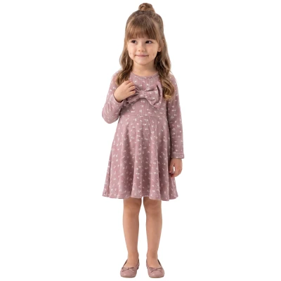DESENLİ BÜYÜK FİYONKLU KIZ ELBİSE 2Y,3Y,4Y,5Y Kız