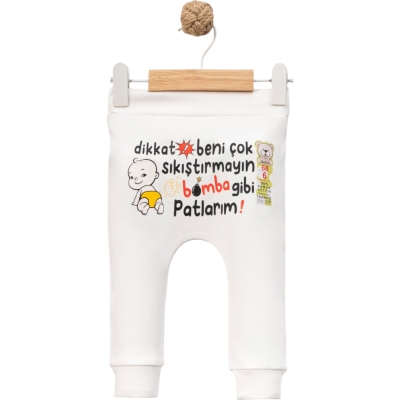 DİKKAT BENİ ÇOK SIKIŞTIRMAYİN DTF BASKILI MANSETLİ TEK ALT 1 Ay,3 Ay,6 Ay,9 Ay Uni