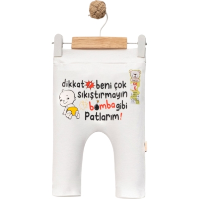 DİKKAT BENİ ÇOK SIKIŞTIRMAYIN DTF BASKILI PATİKLİ TEK ALT 1 Ay,3 Ay,6 Ay,9 Ay Uni