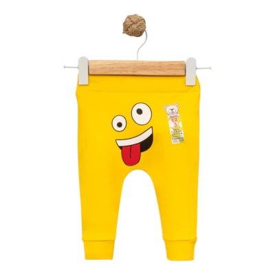 DİLİ ÇIKIK EMOJİ BASKILI MANŞETLİ TEK ALT 3 Ay,6 Ay,9 Ay,12 Ay Uni