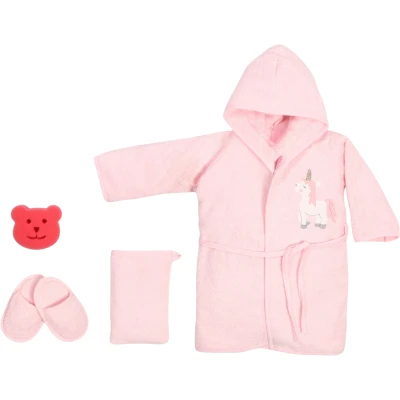 DOKUMA BORNOZ 4LÜ SET DREAMY UNİCORN 6 Ay Kız