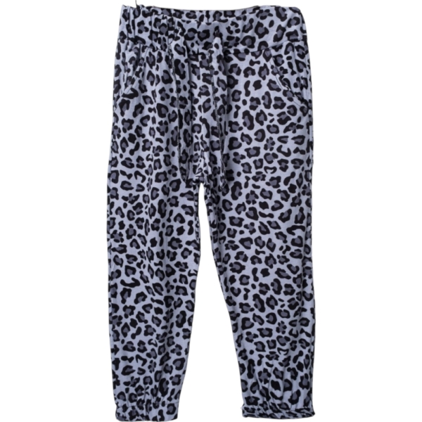 Dokuma Viskon Leopar Desenli Paça Lastikli Cepli Şalvar  13Y,14Y,15Y,16Y Kız