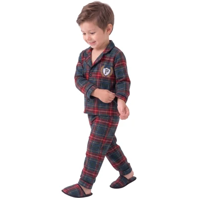 EKOSE ARMALI TERLİKLİ YAKALI PİJAMA TAKIM  4Y,5Y,6Y Uni