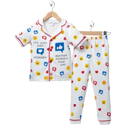 EMOJİ BASKILI KISA KOLLU PİJAMA TAKIM  3Y,4Y,5Y,6Y Uni
