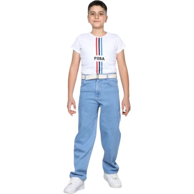 ERKEK BAGGY KEMERLİ PANTOLON BUZ MAVİ 6Y,7Y,8Y,9Y,10Y Erkek