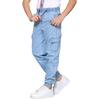 ERKEK KARGO CEP PANTOLON BUZ MAVİ  6Y,7Y,8Y,9Y,10Y,11Y,12Y Erkek