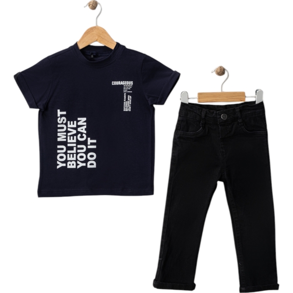 ERKEK YAZLIK TİŞÖRT KOT PANTOLON İKİLİ TAKIM 2Y,3Y,4Y,5Y Erkek