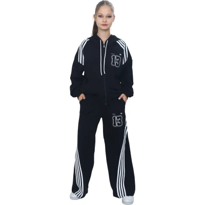 FERMUARLI 4 ŞERİTLİ  KAPŞONLU TAKIM 8Y,10Y,12Y,14Y,16Y Kız