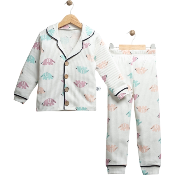 FİLLİ BASKILI BİYELİ PİJAMA TAKIMI  4Y,5Y,6Y Uni