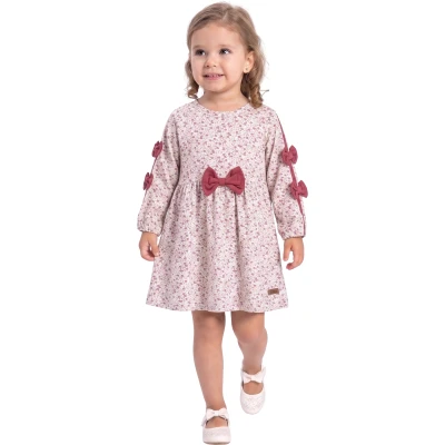 FİYONKLU ARMALI BASKILI ELBİSE  2Y,3Y,4Y,5Y Kız