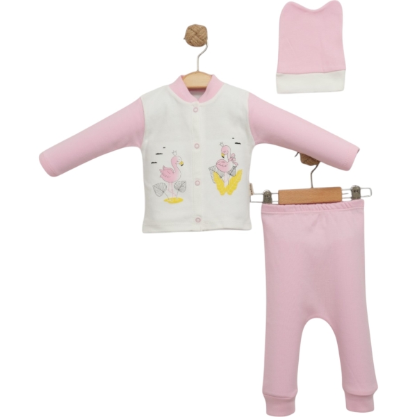 FLAMİNGO BASKILI KENDİNDEN ELDİVENLİ ZIBIN 3 Ay Kız