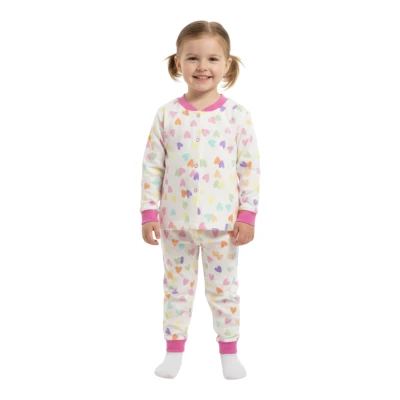 FUŞYA KALPLİ ÇITÇITLI PİJAMA 3Y,4Y,5Y,6Y Kız