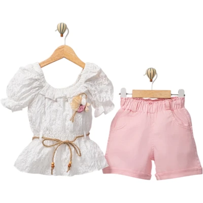 GİLELİ ÇİÇEKLİ GÖMLEK TAKIM  3Y,4Y,5Y,6Y Kız