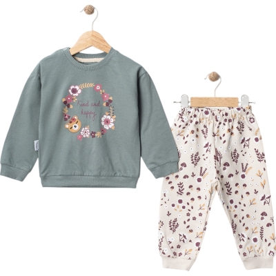 GİRLS BEAR FLOWERS KIZ BEBEK TAKIM  6 Ay,9 Ay,18 Ay,12 Ay Kız