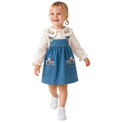 GÖMLEKLİ KOT ELBİSE TAKIM 12 Ay,2Y,3Y,4Y Kız