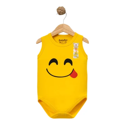 GÜLEN EMOJİ BASKILI ASKILI BADİ  3 Ay,6 Ay,9 Ay,12 Ay,18 Ay Uni