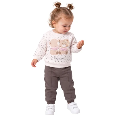 HAPPINESS AYILAR BASKILI AKSESUARLI KIZ TAKIM 9 Ay,12 Ay,18 Ay,2Y Kız