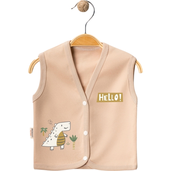 HELLO DİNO BASKILI ASKILI PENYE SERİ YELEK 1 Ay,3 Ay,6 Ay,9 Ay Erkek