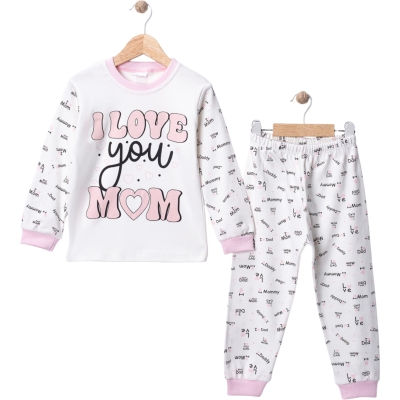 I LOVE YOU MOM PİJAMA TAKIM  4Y,5Y,6Y Kız
