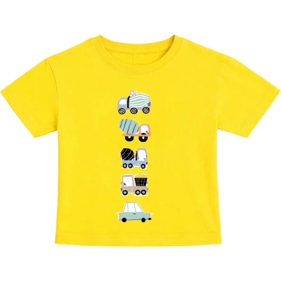 İŞ MAKİNELERİ BASKILI KOSA KOLLU TİŞÖRT 2Y,4Y,5Y,3Y Erkek