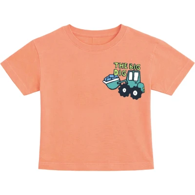İŞ MAKİNESİ BASKILI KISA KOLLU TİŞÖRT  2Y,3Y,4Y,5Y Erkek