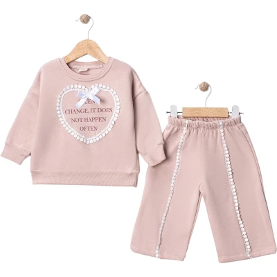KALP DANTELLİ FİYONKLU İKİLİ TAKIM 12 Ay,2Y,3Y,4Y Kız