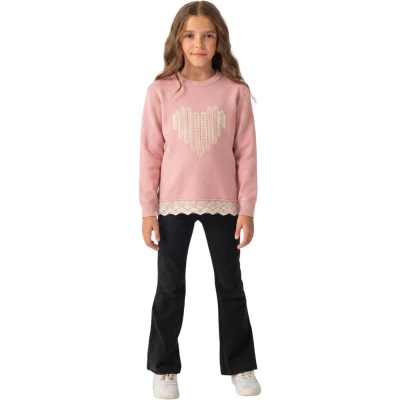 KALP HASIR NAKIŞ SWEATSHİRT 5Y,6Y,7Y,8Y Kız