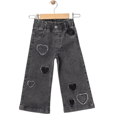 KALP NAKIŞ SİYAH KOT PANTOLON  2Y,3Y,4Y,5Y Kız