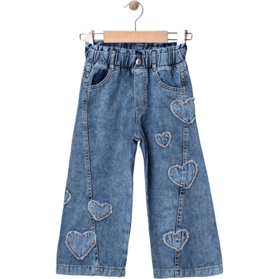 KALP NAKIŞLI KOT PANTOLON  2Y,3Y,4Y,5Y Kız