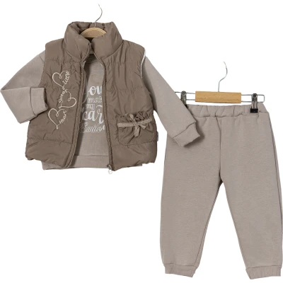 KALP NAKIŞLI YELEKLİ TAKIM 2Y,3Y,4Y,5Y Kız