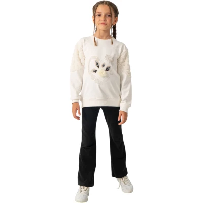 KALP TAŞLI GÜL SWEATSHİRT 9Y,10Y,11Y,12Y Kız